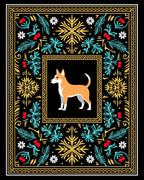 Orange Dog Black Floral Border Rug
