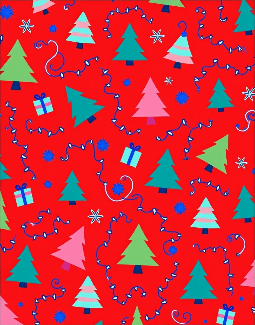 Cheery Red Christmas Tree Garland Rug