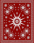 Crimson White Twelve Point Star Floral Rug
