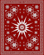Crimson White Twelve Point Star Floral Rug