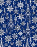 White Snowflake Forest Winter Scene Rug