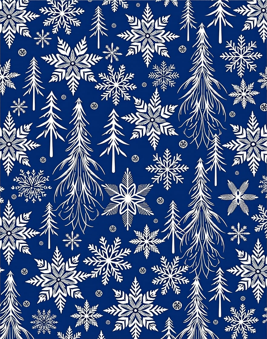 White Snowflake Forest Winter Scene Rug