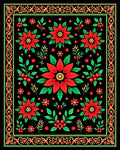 Festive Red Poinsettia Floral Border Rug