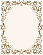 Cream and Brown Scrollwork Border Rug