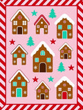 Gingerbread Houses Candy Cane Striped Border Rug