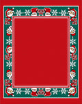Festive Red Green Santa Snowflakes Border Rug