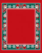 Festive Red Green Santa Snowflakes Border Rug