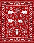 Red Festive Pigs Snowflakes Border Rug
