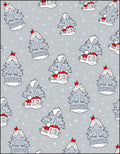 Whimsical Gray Winter Tree Homes Rug