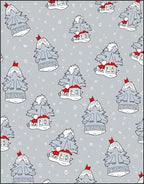 Whimsical Gray Winter Tree Homes Rug
