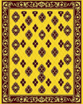 Gold Yellow Maroon Floral Scroll Border Rug