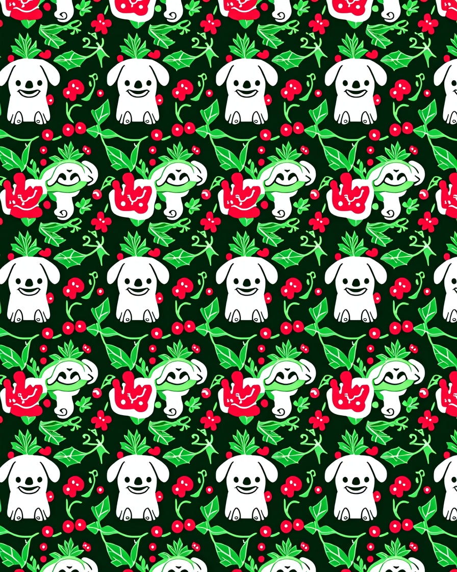 Cute White Dog Merry Christmas Flowers Rug