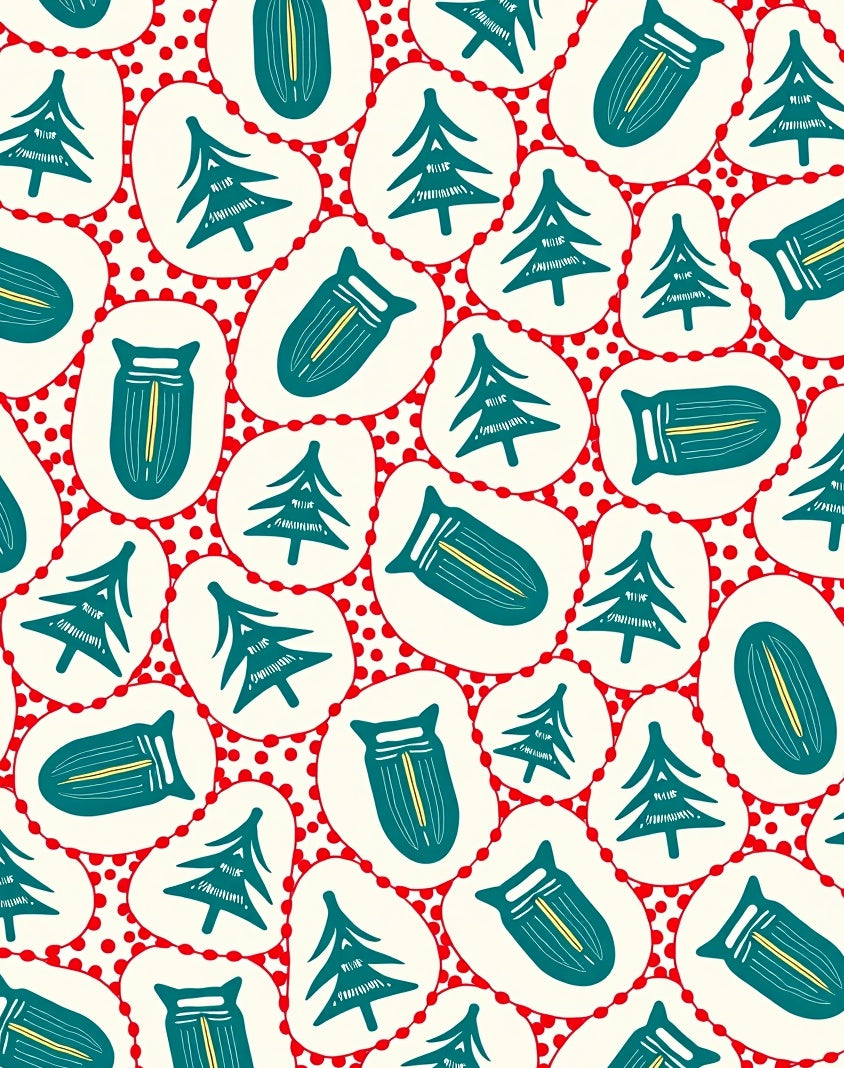 Teal Tree Red Dot Whimsical Rug