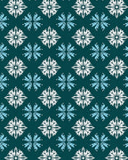 Teal White Blue Snowflake Medallion Rug