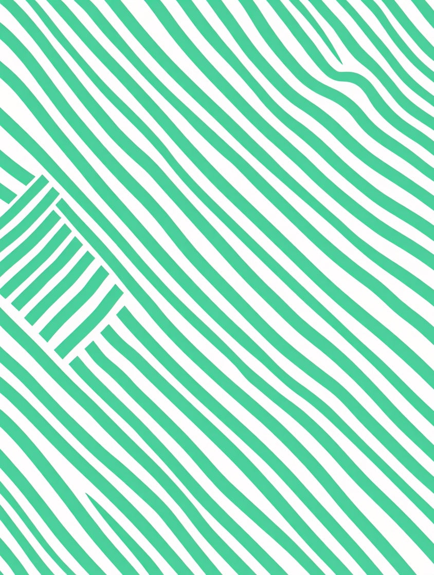 Mint Green Curved Stripe Area Rug