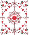 Classic Red Rose Floral Medallion Rug