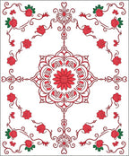 Classic Red Rose Floral Medallion Rug