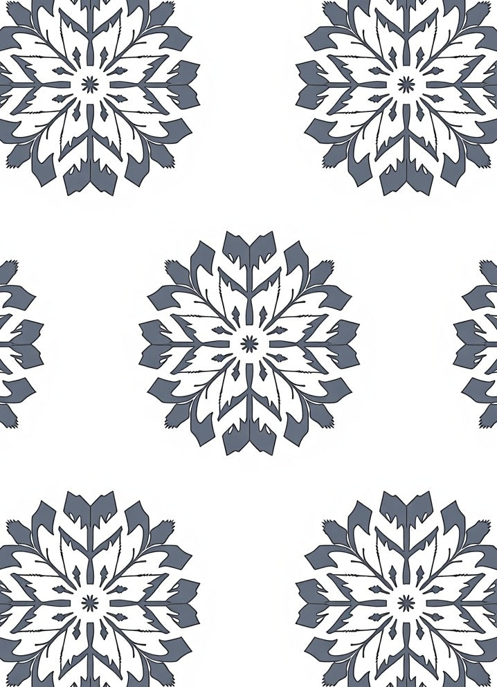 Gray Snowflake Medallion Repeat Rug