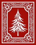 Festive Red White Christmas Tree Border Rug