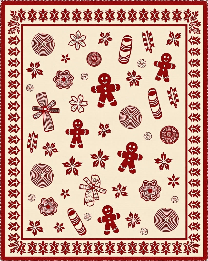 Joyful Gingerbread Man Candy Ornament Rug