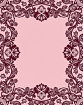 Rich Burgundy Floral Vine Border Rug