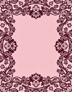 Rich Burgundy Floral Vine Border Rug