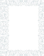 Ornate Blue Leafy Scrollwork Border Rug