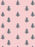 Navy Pine Trees on Pink Background Rug