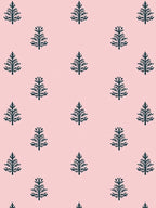 Navy Pine Trees on Pink Background Rug
