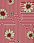 Crimson Cream Floral Geometric Rug