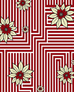 Crimson Cream Floral Geometric Rug