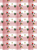 Holiday Red Plaid Floral Bells Rug