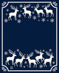 Winter Deer Snowflake Navy Blue Rug