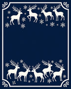 Winter Deer Snowflake Navy Blue Rug