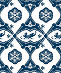 Deep Blue Sled Snow Winter Medallion Rug