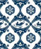Deep Blue Sled Snow Winter Medallion Rug