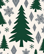 Forest Green Christmas Trees Snowflakes Diamonds Rug