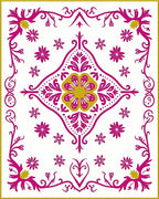 Fuchsia Gold Floral Medallion Border Rug
