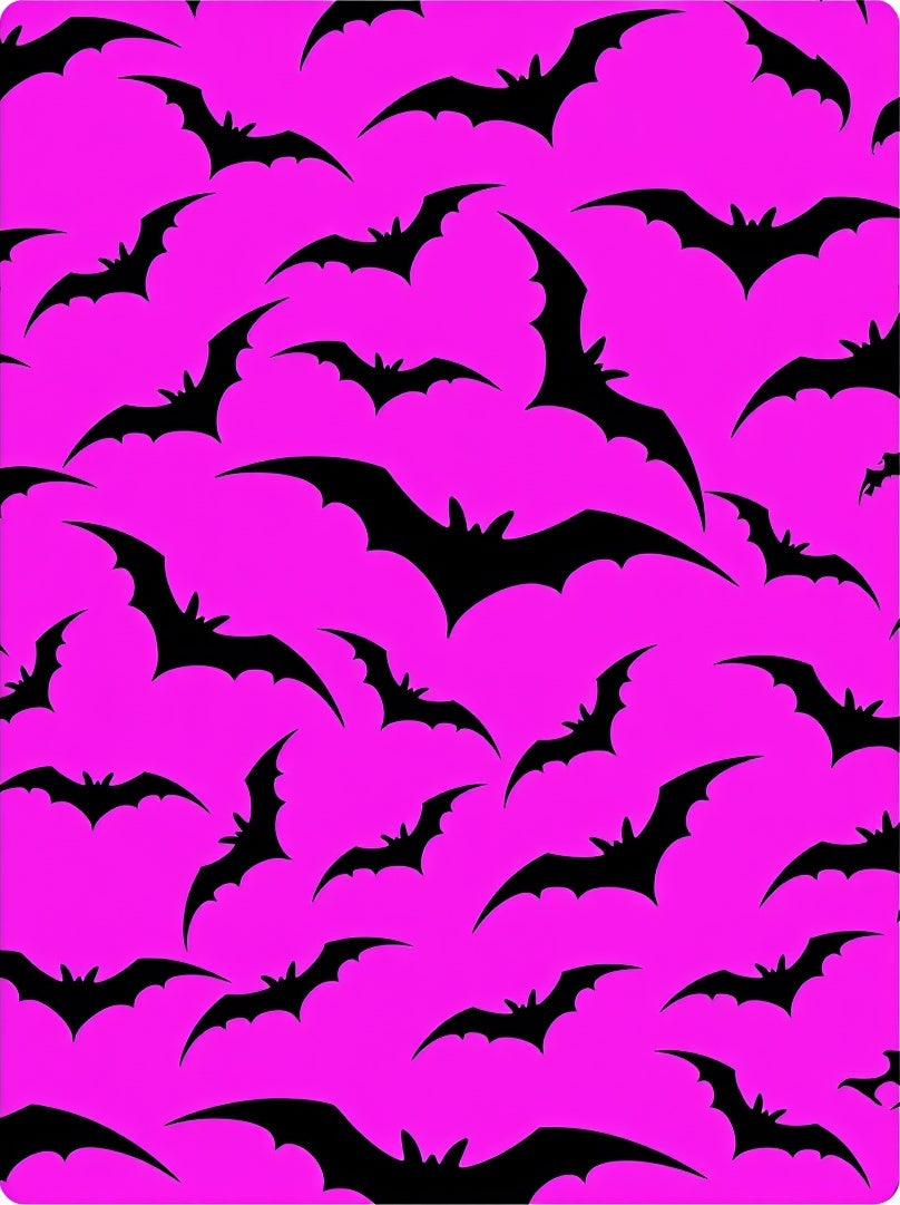 Black Bats Hot Pink Background Rug