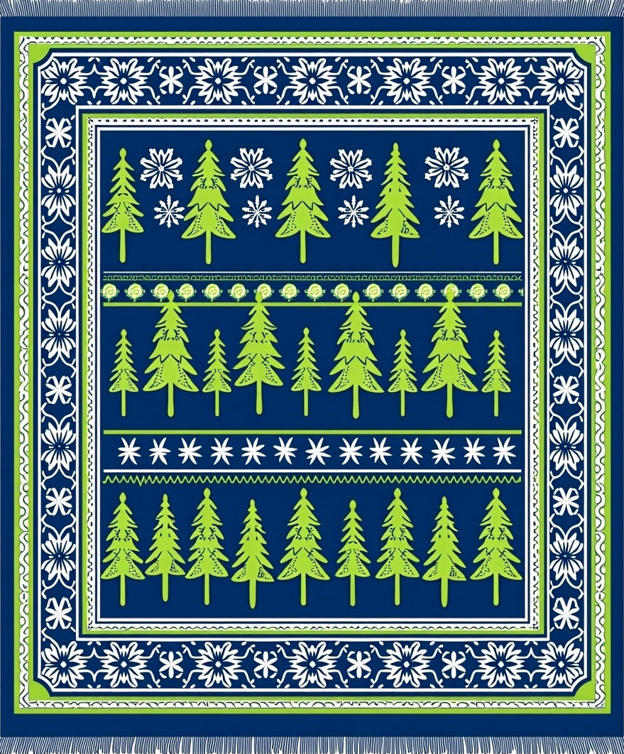Dark Blue Pine Tree Holiday Rug