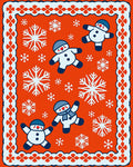 Orange Snowman Snowflake Christmas Border Rug