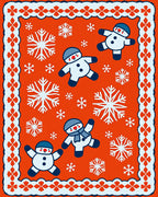 Orange Snowman Snowflake Christmas Border Rug