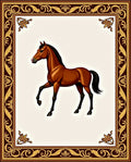 Equestrian Brown Horse Ornate Frame Rug