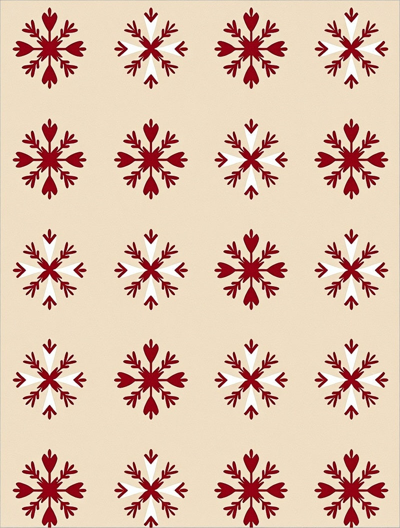 Crimson White Snowflake Repeat Rug