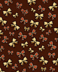Golden Red Bows Chocolate Background Rug
