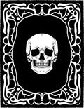 Monochromatic Skull Ornate Frame Rug