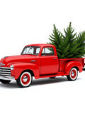 Classic Red Truck Christmas Tree Rug
