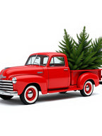 Classic Red Truck Christmas Tree Rug