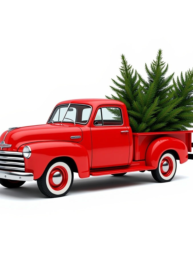 Classic Red Truck Christmas Tree Rug