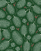 White Pine Needles Red Berries Green Rug